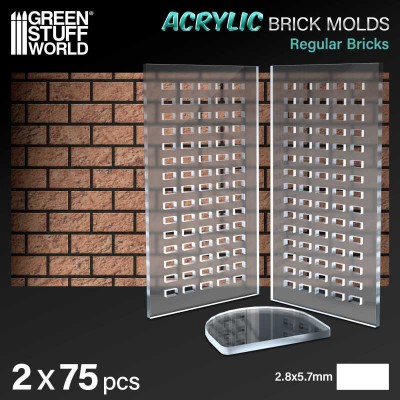 ACRYLIC MOLDS - REGULAR BRICKS ( 2 PCS PACK - 75 PCS ) - GREEN STUFF 12560